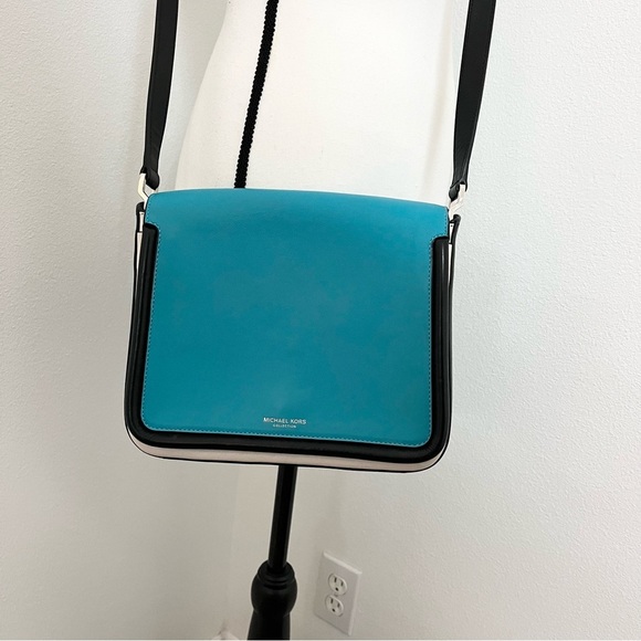 Michael Kors Collection Bag Shoulder Bag Tenby Messenger Blue Black White - Picture 10 of 11